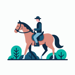 flat illustration of a person riding a horse
