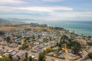 City of Brookings, Oregon, drone shot.
