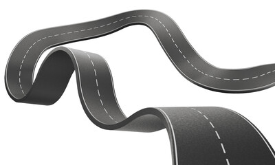 asphalt road, curve highway, 3d illustration.