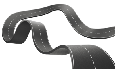 asphalt road, curve highway, 3d illustration.