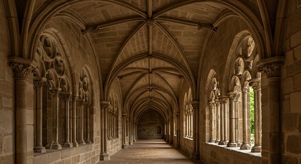 Fototapeta premium Stone Arcade Walkway in Old Structure