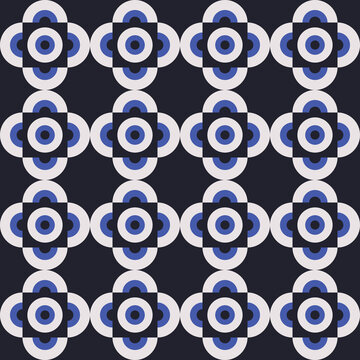 Seamless pattern with geometric eyes