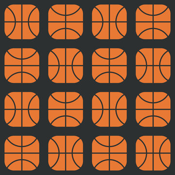 Seamless pattern with square basketballs