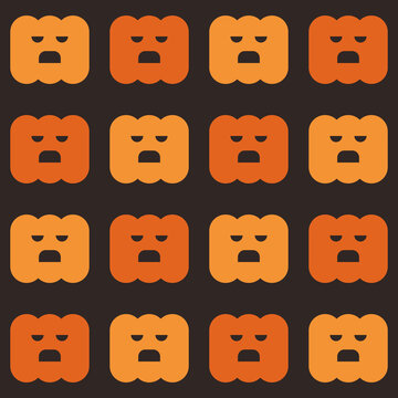 Seamless pattern with scary geometric pumpkins