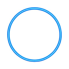 blue round frame glowing isolated on white background. PNG