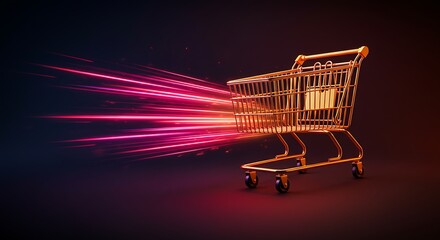Shopping Cart with Speed Lines Effect