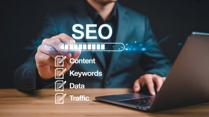 Achieve SEO success by optimizing content, keywords, data, and traffic