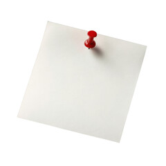blank note paper with pin isolated on white background. PNG