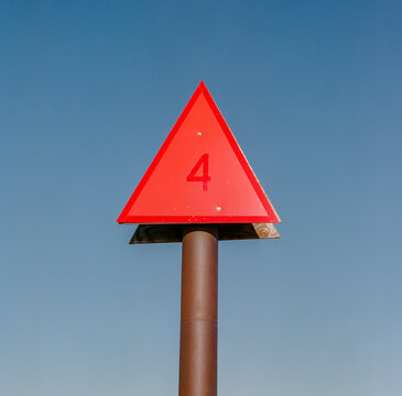 Red Triangle Marker Number 4 Shot on Hasselblad 501CM
