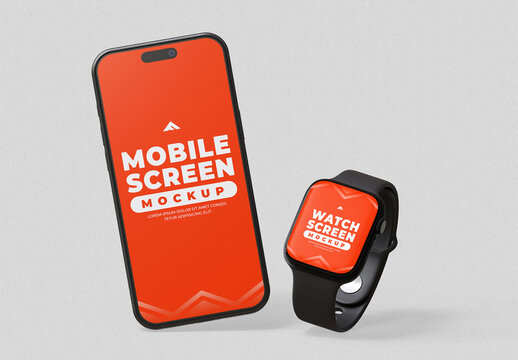 Mobile And Smartwatch Screen Mockup