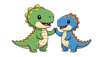 Fototapeta premium adorable dinosaur friends highfive perfect for kids products