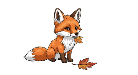 Obraz premium adorable fox kit with autumn leaves perfect for fall designs