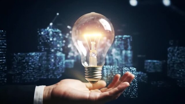 hand holding light bulb