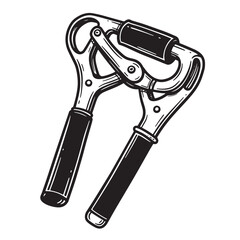 Obraz premium Hand grip strengthener black and white illustration showing exercise equipment for fitness