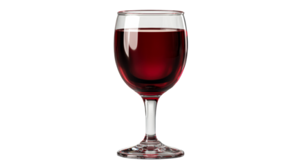 Glass of red liquid on transparent background