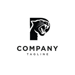 Letter P Black Panther Logo Icon vector