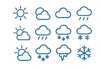 Collection of weather icons representing different atmospheric conditions