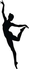 Silhouette of a Woman Ballet Dancing with One Leg Raised