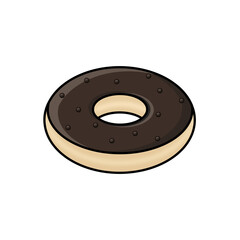 Chocolate Glazed Donut Cartoon Illustration