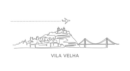 Fototapeta premium Vila Velha Landmark Outline Plane Vector.