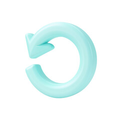 Light blue curved arrow icon representing refresh or reload isolated on transparent background