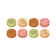 Isolated dasik, Korean traditional pressed cookies 