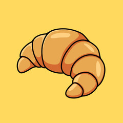 Croissant Cartoon Illustration With Background