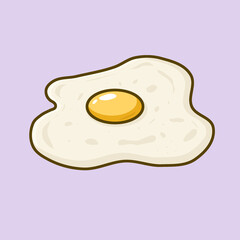 Fried Egg Cartoon Illustration With Background 