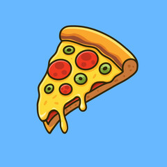 Pizza Slice Cartoon Illustration With Background