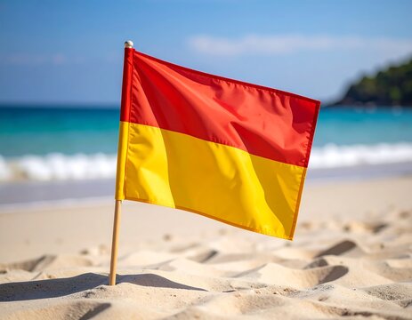 Red and yellow beach safety flag (1)