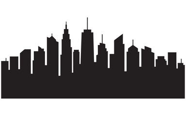 Fototapeta premium Black and White Silhouette of a Bustling City Skyline with Skyscrapers Reaching for the Sky, Representing Urban Life