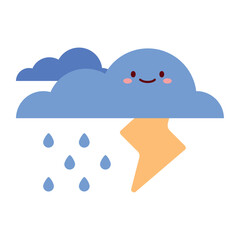 Thunder Cloud Flat Vector Illustration