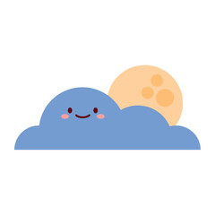 Moon Cloud Flat Vector Set