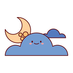 Moon Cloud Flat Vector Set