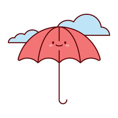 Umbrella And Clouds Flat Vector