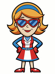 colorful illustration of a cartoon american woman mascot with traditional clothing
, isolated on white background