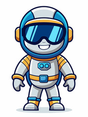 colorful illustration of a cartoon astronaut mascot, isolated on white background
