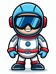 Obraz premium colorful illustration of a cartoon astronaut mascot, isolated on white background