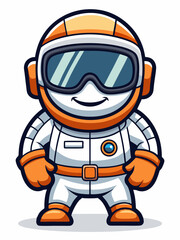 colorful illustration of a cartoon astronaut mascot, isolated on white background