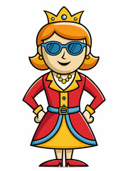 colorful illustration of a cartoon beauty slim queen mascot, isolated on white background