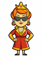 colorful illustration of a cartoon beauty slim queen mascot, isolated on white background