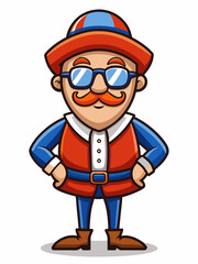 colorful illustration of a cartoon dutch man mascot with traditional clothing, isolated on white background