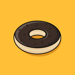 Chocolate Glazed Donut Cartoon Illustration With Background