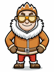 Obraz premium colorful illustration of a cartoon eskimo man mascot with traditional clothing, isolated on white background