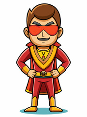 colorful illustration of a cartoon superhero man mascot, isolated on white background