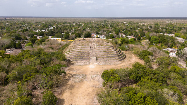  Mayan Pyramid in Small Town
