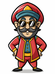 colorful illustration of a persian man mascot, isolated on white background