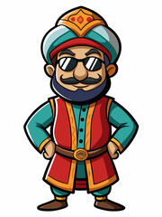 colorful illustration of a persian man mascot, isolated on white background