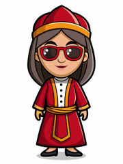 colorful illustration of a persian woman mascot, isolated on white background