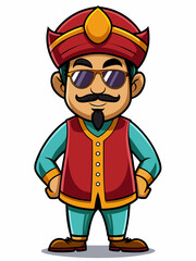 colorful illustration of a persian man mascot, isolated on white background